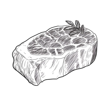 realistic outline illustration of the beef stake, black and white clipart coloring page