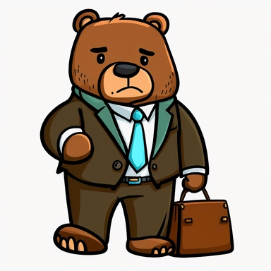 bear wearing a suit and tie, holding a briefcase clipart