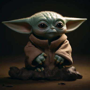 Begin with a Cute Pose: Depict Baby Yoda in a cute and endearing pose that captures its innocent and lovable personality. Consider a pose where Baby Yoda is sitting, holding a small object, or using the Force with a playful expression. Focus on Facial Features: Baby Yoda's large, expressive eyes are a key feature. Emphasize their size and curiosity by making them slightly larger than proportionate to the rest of the face. Include the distinct large ears that resemble Yoda's, but keep them propor