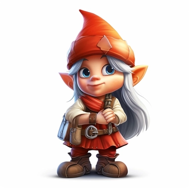 female gnome clipart, white background