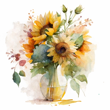Journey into the realm of watercolor artistry and envision a radiant sunflower clipart floral bouquet adorning a vase. Against a backdrop of pure white, embrace the minimalist elegance that comes from the absence of captions or text. Allow the vibrant colors and delicate brushwork to speak for themselves, as you create a stunning masterpiece that captivates and inspires. These prompts offer different perspectives and themes to explore while highlighting the watercolor sunflower clipart floral bo