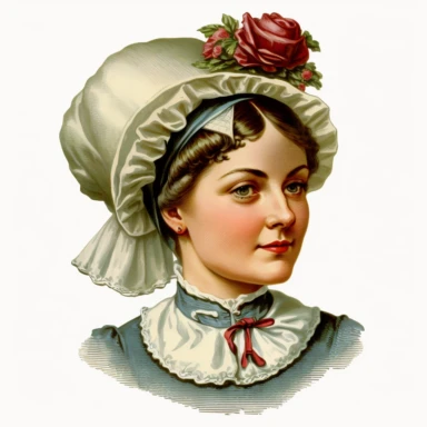 a victorian household maid aid with a cap on her headclipart, small rose clipart white background