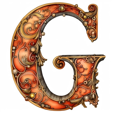 the letter G clipart, white background, fairytale