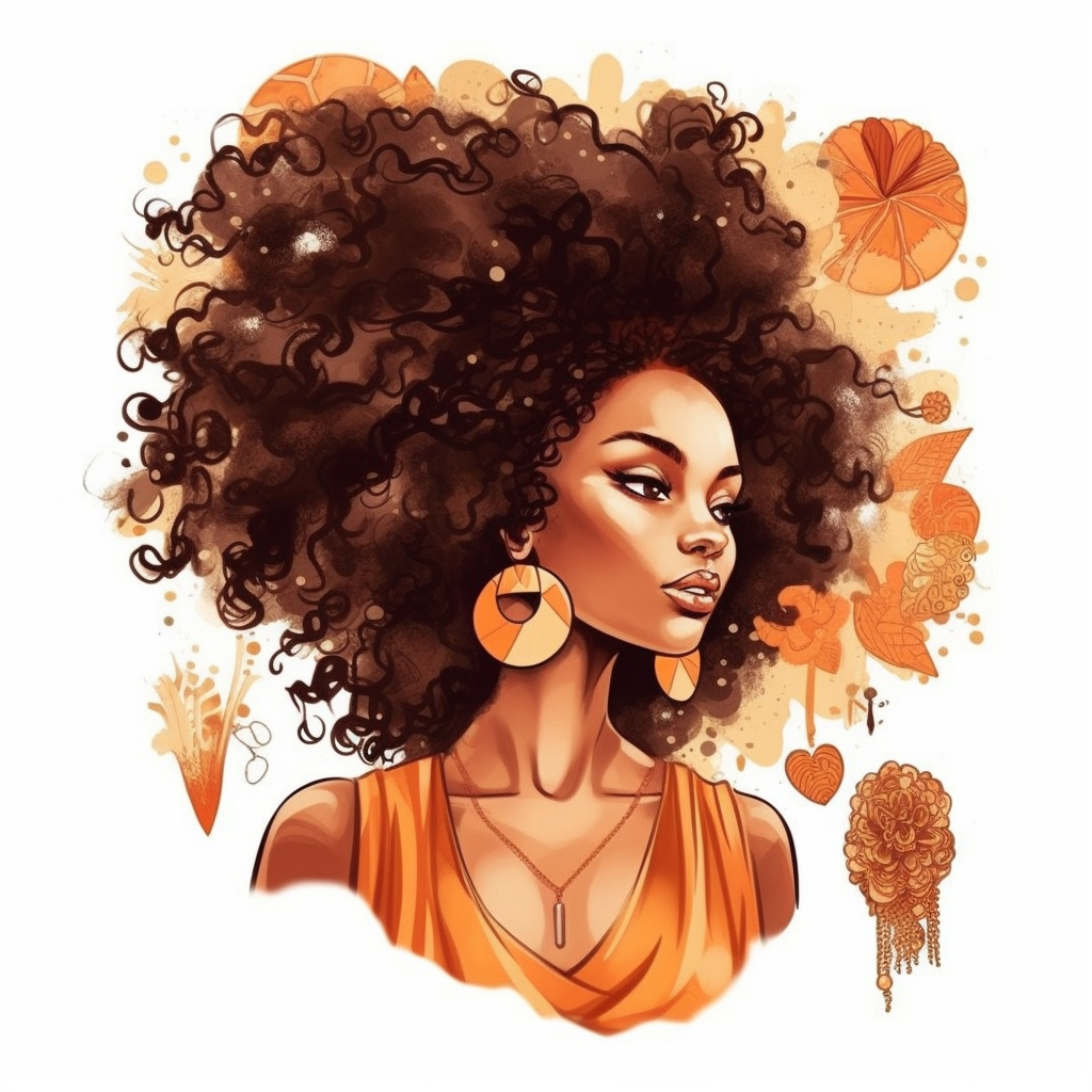 Natural Hair Beauty: Design a clip art featuring an Afro-Caribbean ...