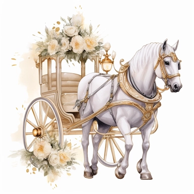 white and gold Watercolor Clipart Wedding decor clipart Watercolor clipart wedding horse drawn carriage  - Image #3 <@1098423716465102849>