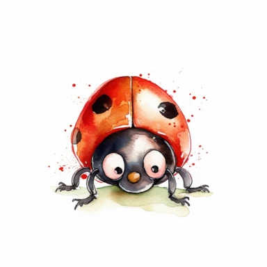 A Cute Ladybug, disney style, clip art, watercolor art style, white background