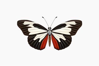 Zebra Longwing Butterfly half side, clipart, hd, on white background, spaced out