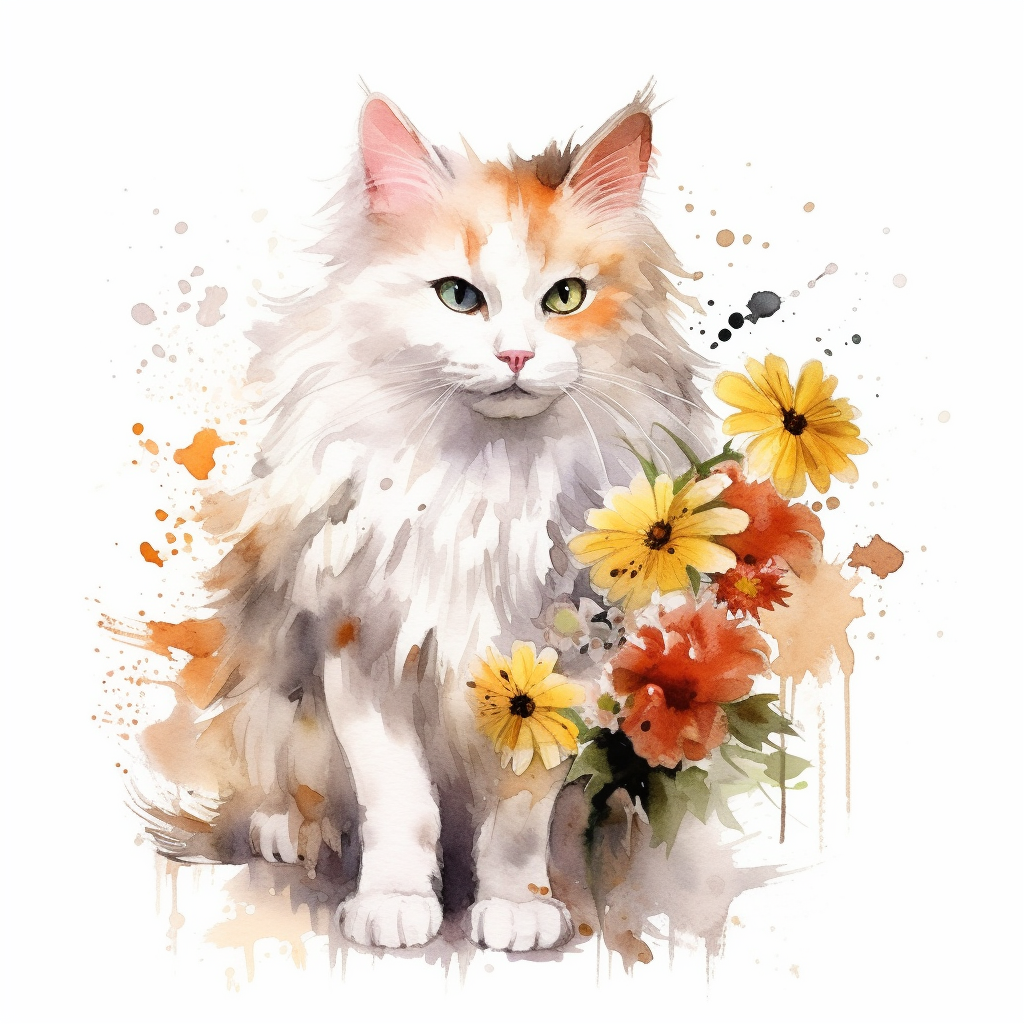 flower cat cliparts