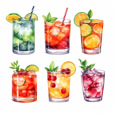 Cocktail Clipart, Water Color Cocktail Clipart Pack, Alcohol drinks Clipart , Cocktail illustrations, Digital Art Collection