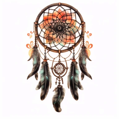 mystical horror watercolor fantasy black dream catcher clipart, hd 4k, detailed, isolated on white background