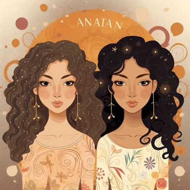 Hispanic Ai Art Melanin Hairstyles Clipart, hispanic Twin Girl Illustration Sister Magic Artwork