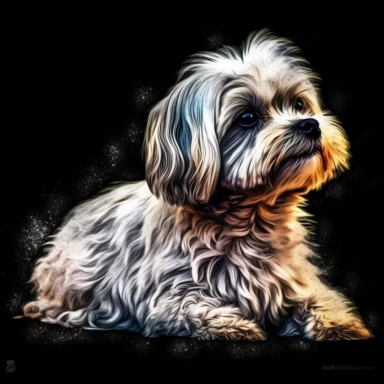 a side wiew of cute maltese dog lying clipart on a black background, birds wiew, style fusion, Serene, Arcade, Funky Seasons, full body, Texturing, Faded, Digital painting, olive colors, Dreamlike, hard lighting, Highly detailed, high quality