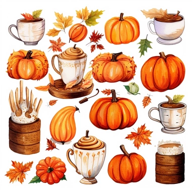 Pumpkin spice & everything nice clipart,White backgroun - @Royeldesk Digital Agency (fast)