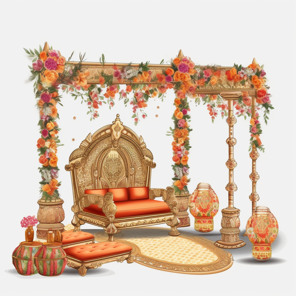 indian wedding, stage, decoration, clipart - Clip Art Library