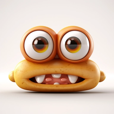 cute hot dog character. hot dog, cartoon, eye, illustration, funny, character, fast food, food, unhealthy, cute, face, fun, goofy, three-dimensional , Clipart, white isolated background, space out, hd, 8k, realistic
