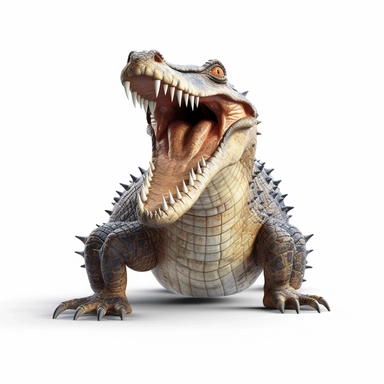 3D Big Crocodile Dangerous Clipart isolated on white background