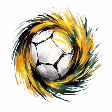 a Brazil Football in the style of watercolour clipart with detailed brush strokes