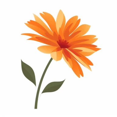 side view flat simple clipart orange flower white background