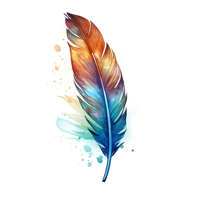 a feather in water color style for clipart