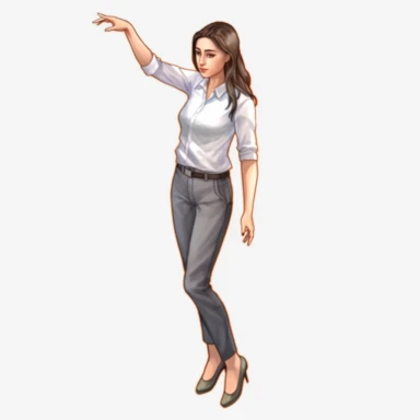 watercolor, gestures of hands and feet of a woman 3d business lady. Create your own isometric character for an office worker png Full body realistic cartoon in 32K UHD cute. 15 cm thick outline. Black color. There was no shadow on the ground. 8k with realistic watercolors and detailed illustrations. PNG clipart, transparent white background