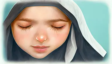 beautiful portrait of a girl saying a prayer, christian, clean clear face, closed eye, 2d, illustration, clipart