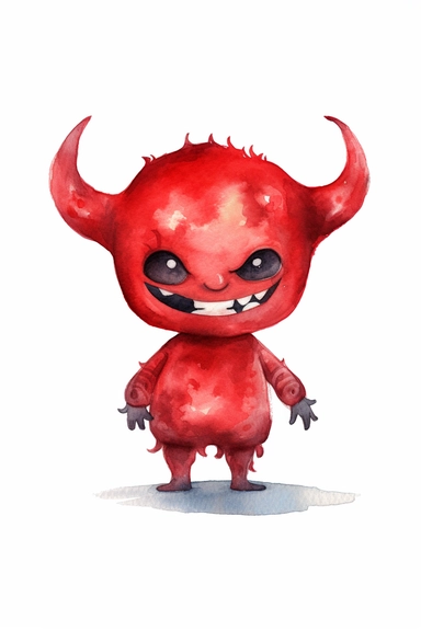 devil watercolor clipart cute isolated on white background