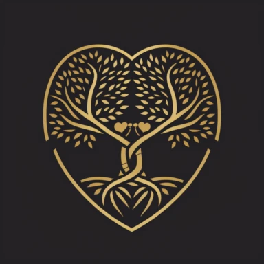 Black background, coats of arms logo representing hugging lovers filled with an elm tree, clipart icon, bold stencil drawing, James Gilleard style