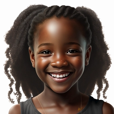 clipart of black young girl smiling and happy