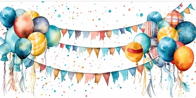 Birthday banners design, water color style, clipart, white background