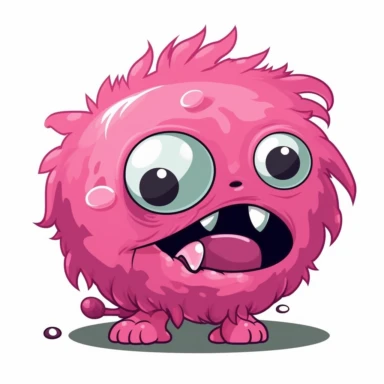 2d pink bubblegum dog monster mutant on white background drawing in microsoft paint , no shadow, flat picture, clipart