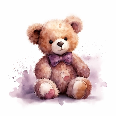 isolated clipart, cute bear, highly realistic, flickr, watercolorist, uhd image, multi-layered mixed media