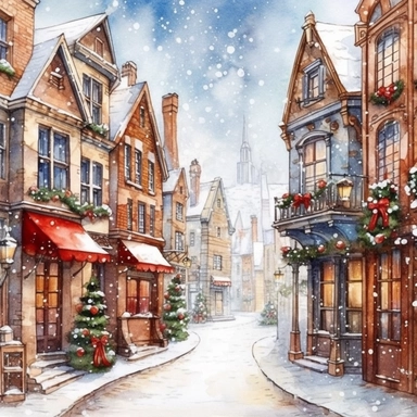 Christmas street, Ornamental watercolor, clipart, I can't believe how beautiful this is