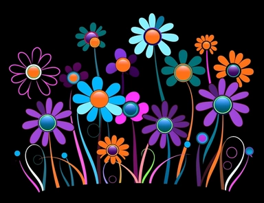 clipart flowers cliparts clipartflowers cliparts clipflowers clipart flowers clipart purple, in the style of stephen ormandy, dark cyan and blue, marguerite blasingame, childs drawing, 1970–present, jan berenstain, cross-processing/processed on a black background