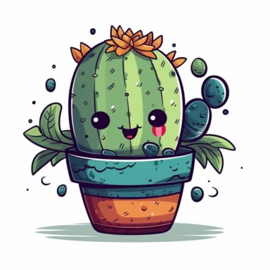 Mexican cactus, clipart design, super cute, isolated white background, high quality, 2d, vector, flat