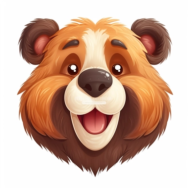 fantasy happy cute bear mamal face, cartoon, clipart, mascot, isolated on white background