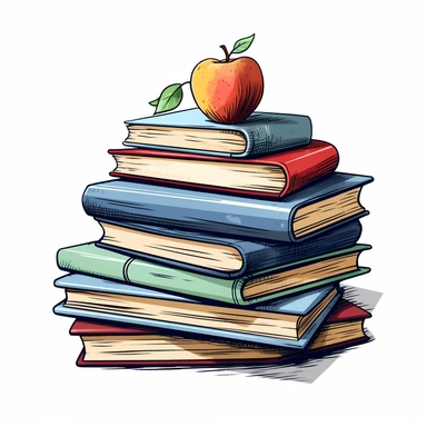 Clipart of a stack of textbooks, Hand Drawn Back To School Clip Art, white background