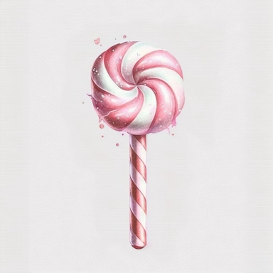 Watercolor Very Pink Candy Cane clipart, solid watercolor, detailed, isolated white background. Very Pink Candy Cane clipart, on white background