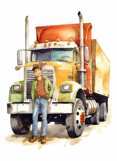 Truck driver Father's Day Clipart Watercolor