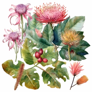 srilanka wild flowers clip art watercolor