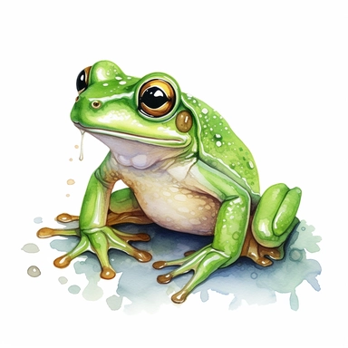 a Watercolor Green Frog Clipart