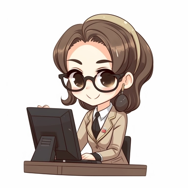 happy cute Secretary face, cartoon, clipart, mascot, isolated on white background