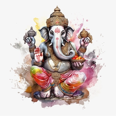realistic watercolor ganesh clipart illustration