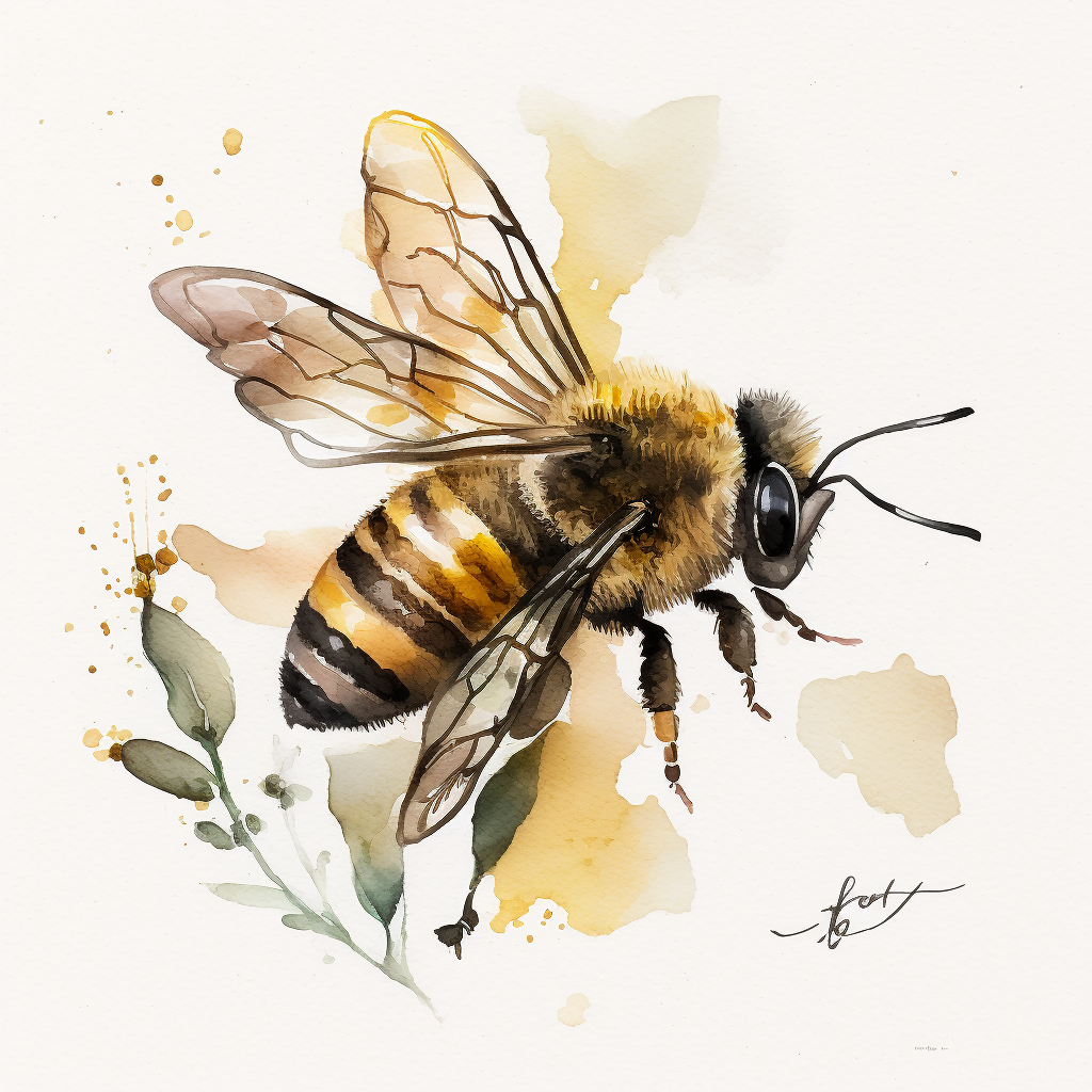 Envision a charming watercolor clipart capturing the essence of a honey ...