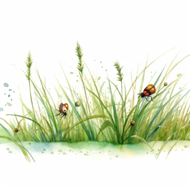 watercolour steampunk vintage grass with insects clipart, hd, isolated on white background, spaced out