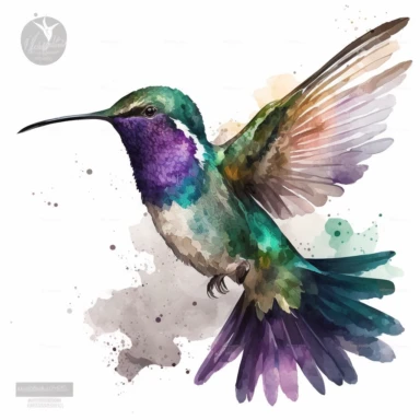 hummingbird watercolor clipart illustration, transparent background