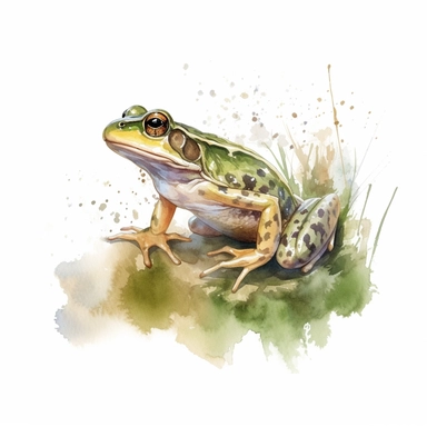 watercolour illustration free brushstrokes, beautiful and joyful, spotted frog, mark brooks, naturecore, animal clipart, isolated on a white background,