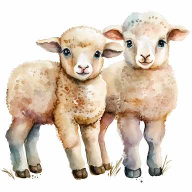 watercolor, cute clipart baby sheep