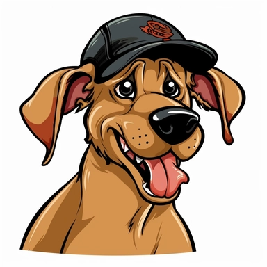 clipart of a funny dog wearing a baseball cap