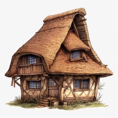 Fantasy Thatched House Clipart - Thatched Roof, SIngle image