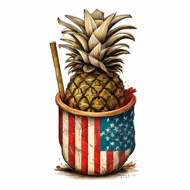a pinapple with patriotic flag, t-shirt design graphic, vector, clipart, isolated, white background, .75 gutter,